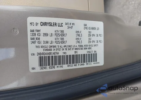 2008 Chrysler Town & Country Limited из США, поврежденный, VIN 2A8HR64XX8R148704